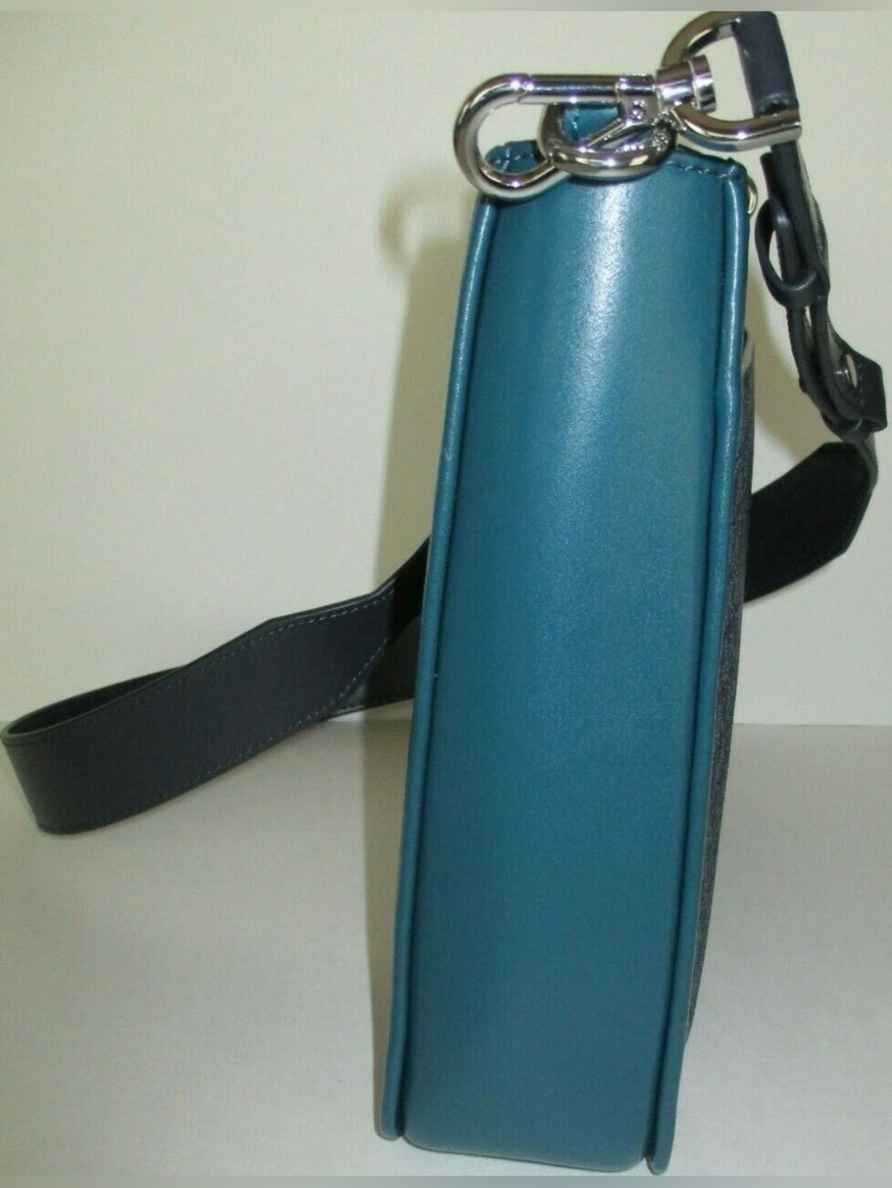 Michael Kors Gloria Logo and Leather Swing-pack/Messenger Admiral Navy Blue Teal - Picture 9 of 16